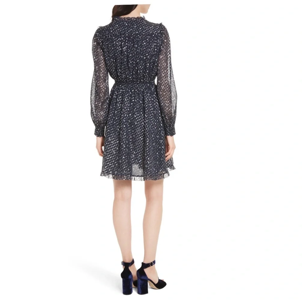 Kate spade navy metallic star silk dress